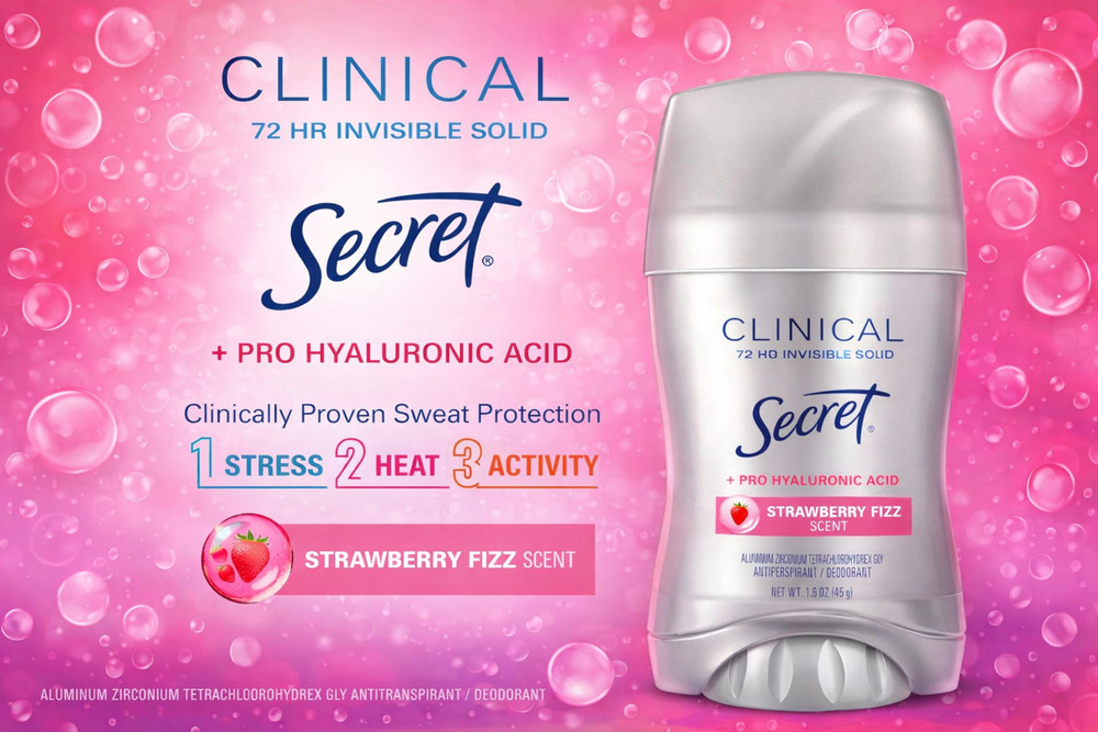 Secret Clinical Strength Strawberry Fizz Antiperspirant 1.6oz 72Hr EXP 05/2027